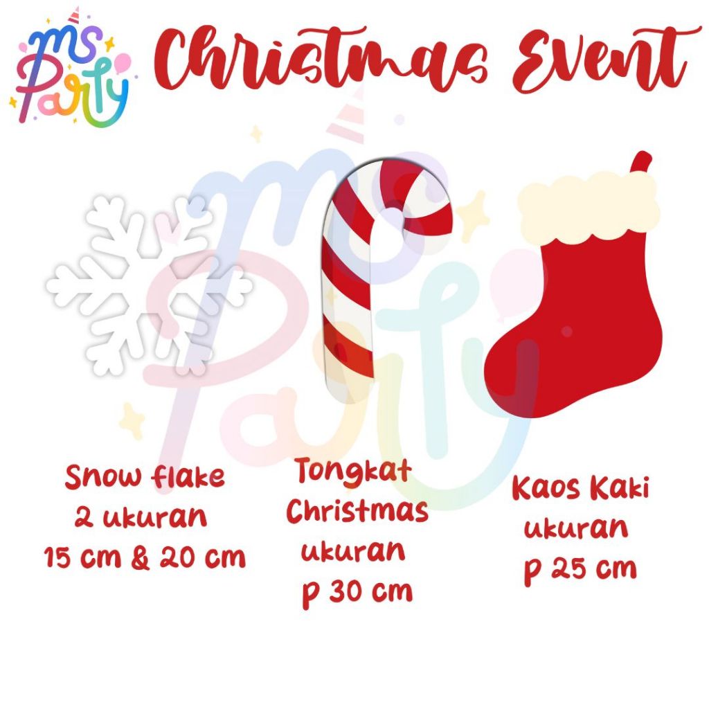 MS PARTY Custom Gabus Ornamen Special Natal/gabus snowflakes/gabus tongkat/gabus kaos kaki/gabus dek