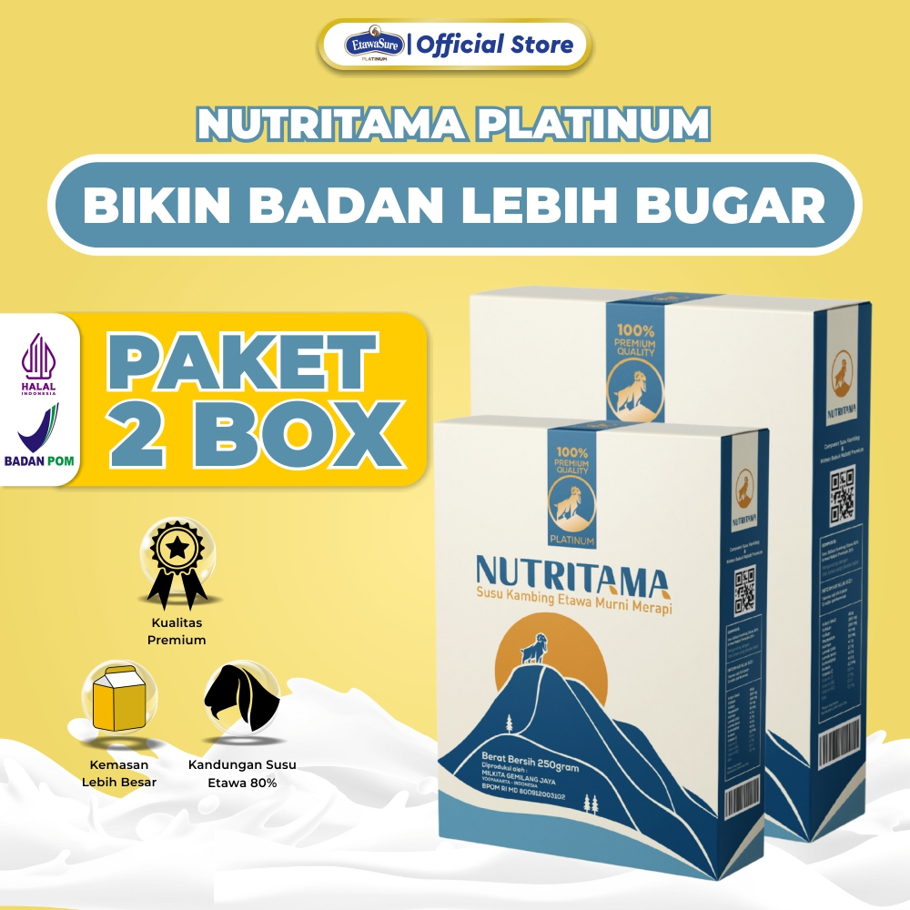 

Susu Kambing Etawa - Nutritama Original BPOM - 2 BOX 500 Gram - Susu Terapi Kesehatan Tulang & Sendi