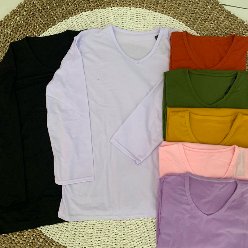 097_KaosPolos XXL Wanita Baju Atasan Panjang Cewek Manset