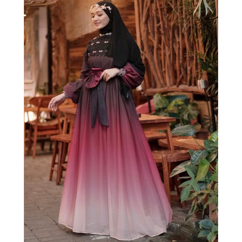 Aurora dres maroon by rudeya syar'i