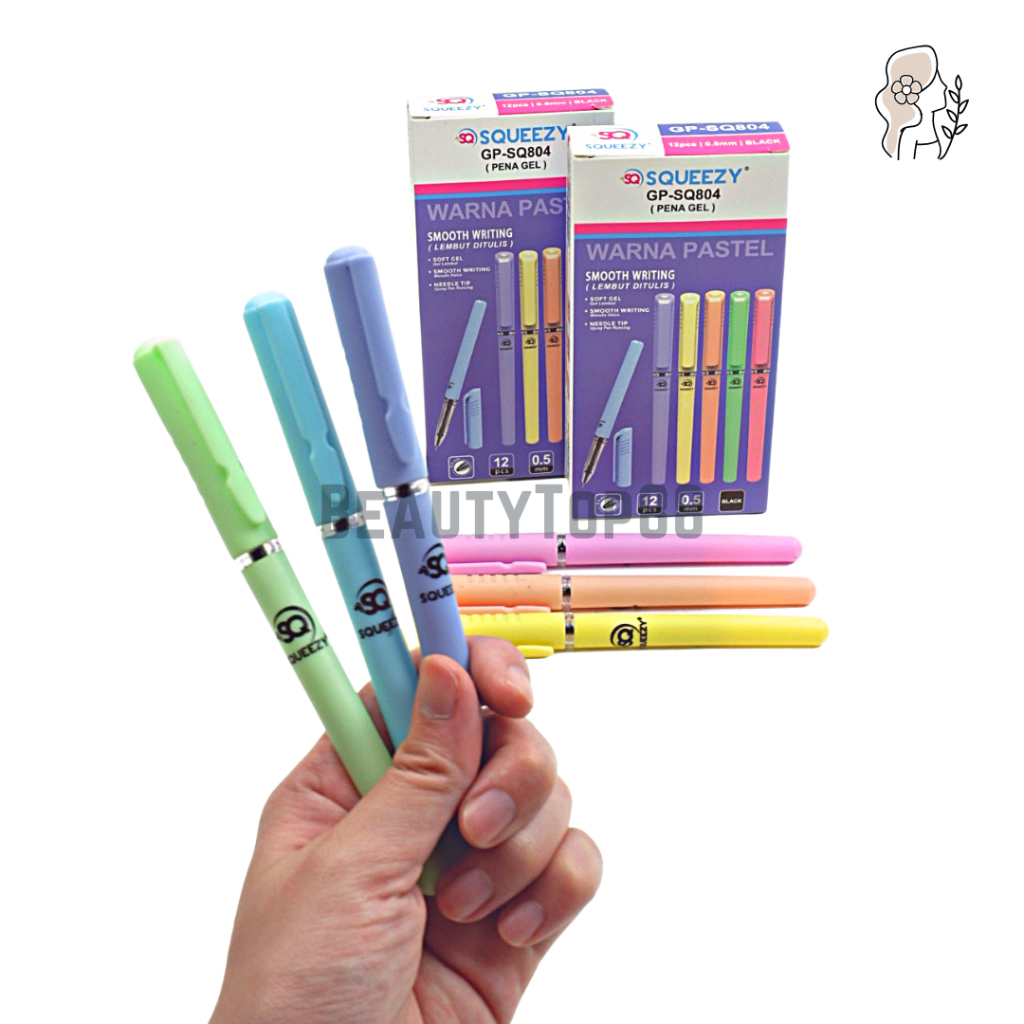 

Pulpen Gel Squeezy GP-SQ804 Warna Pastel Tinta Hitam 0.5mm [PER LUSIN]