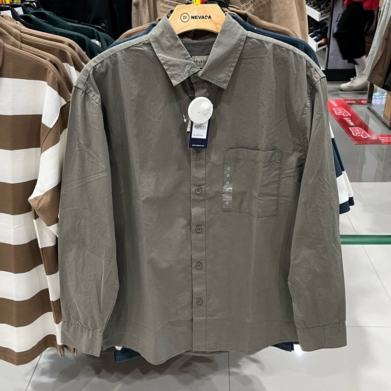 Nevada kemeja lengan panjang pria warna earth tone S-XL