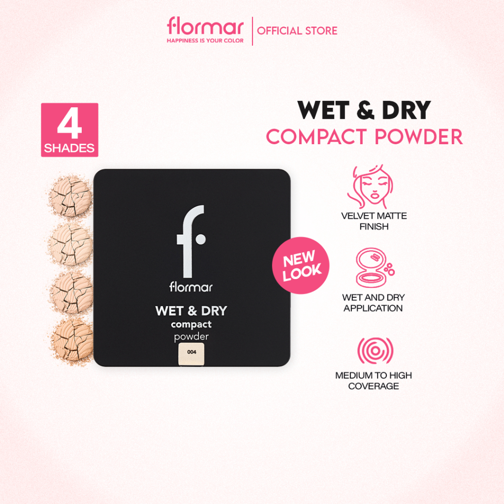 Flormar Wet & Dry Compact Powder | Bedak Foundation Padat Two Way Cake