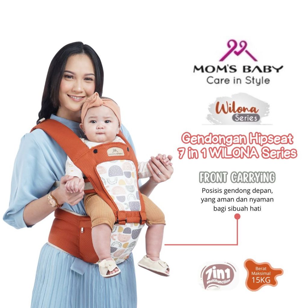 MOMS BABY Gendongan Hipseat 7 in 1 Seri Wilona | Gendongan Hipseat MBG 2031
