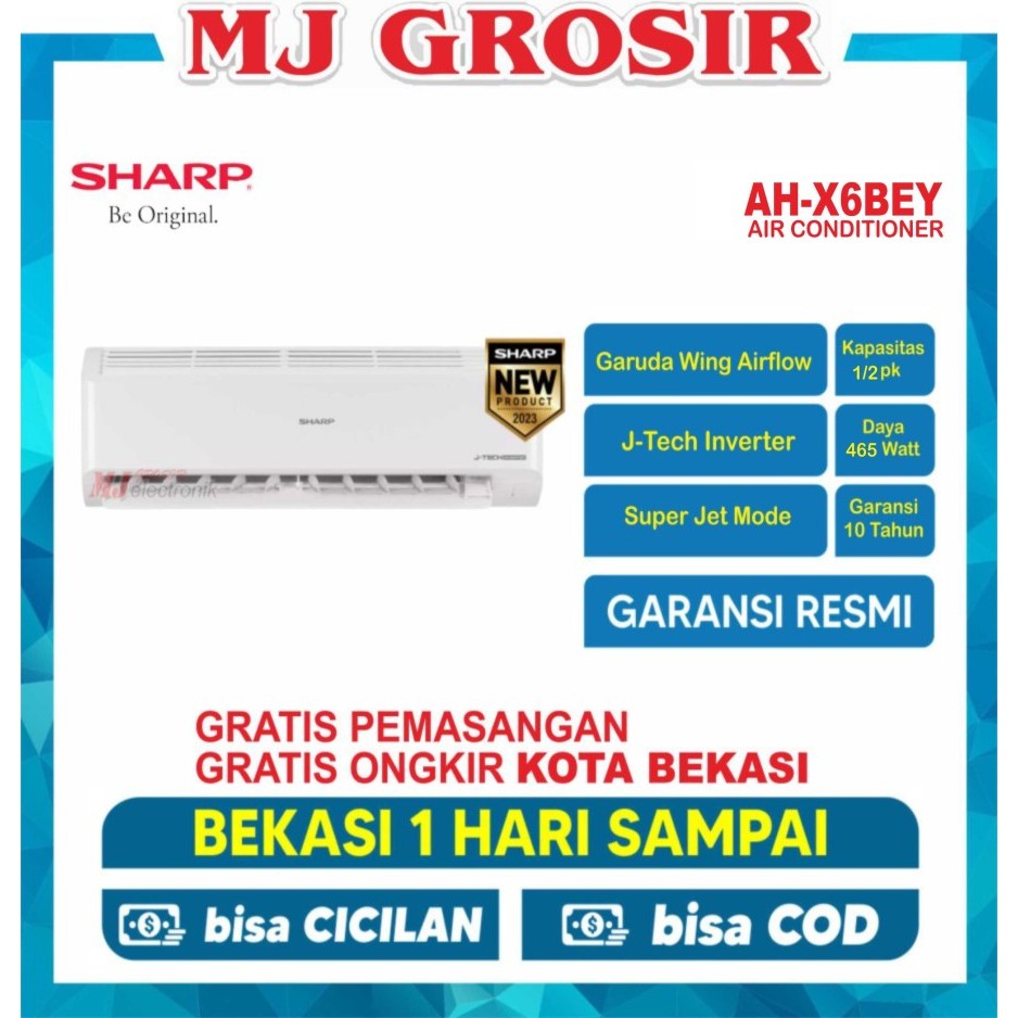 AC SHARP AH-X 6 BEY 1/2 PK + PASANG J-TECH INVERTER