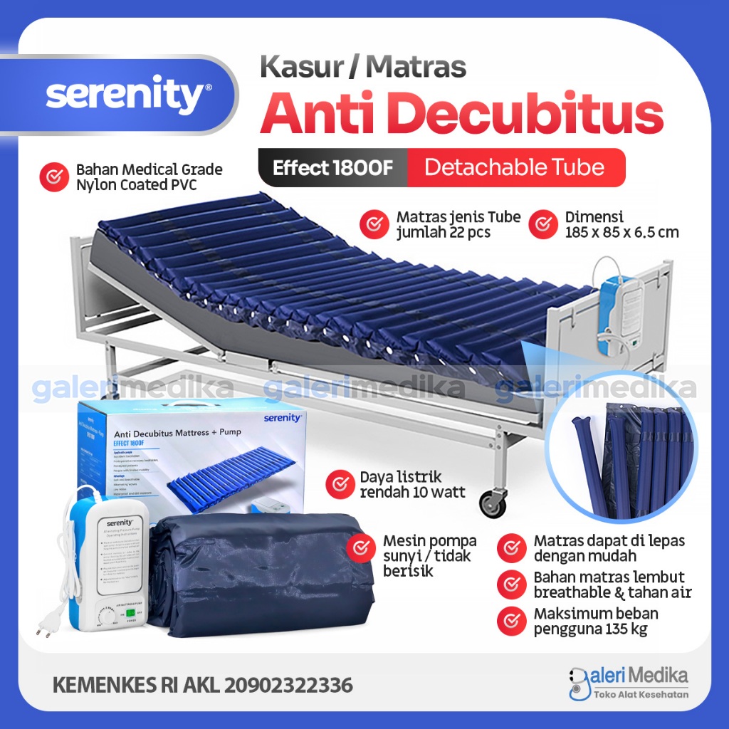 Kasur Anti Decubitus Serenity Effect 1800F Detachable Tube / Ulkus Decubitus / Kasur Dekubitus