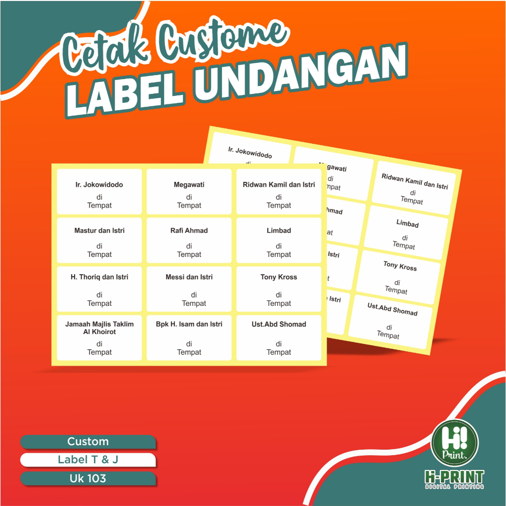 

Cetak label undangan custom