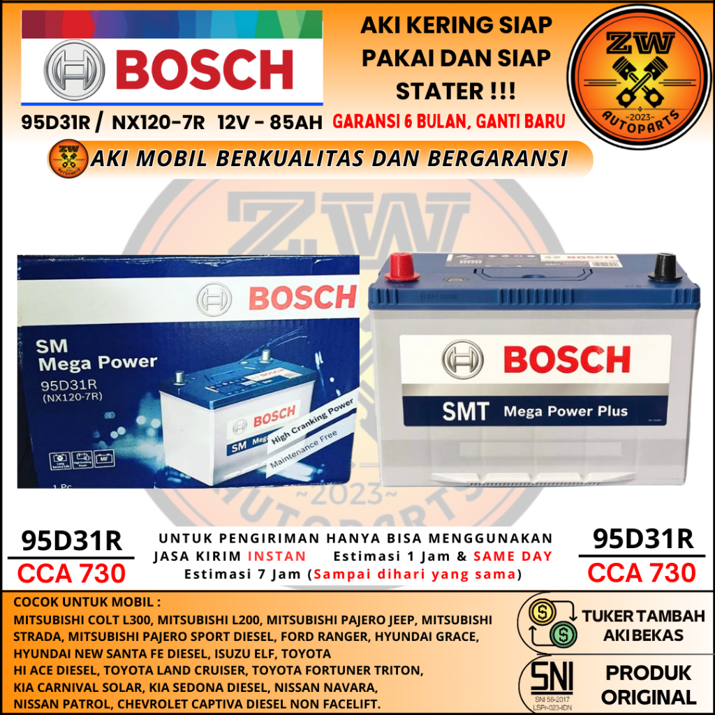 AKI MOBIL 95D31R / NX120-7R / N70Z BOSCH MF 12V 85AH AKI KERING