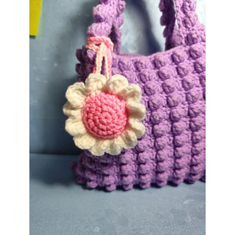 GANTUNGAN TAS RAJUT BUNGA | CHARM BAG RAJUT | GANTUNGAN TAS BUNGA