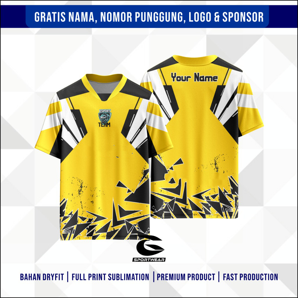 Jersey Kaos Baju Gaming Esport CUSTOM TERBARU GRATIS NAMA & LOGO