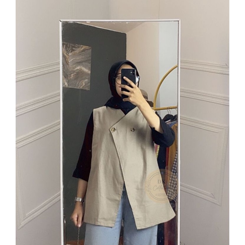 Murah HIZA VEST  ROMPI CASUAL POLOS BAHAN N RAMI KANCING DEPAN  ATASAN WANITA REMAJA TANPA LENGAN LO