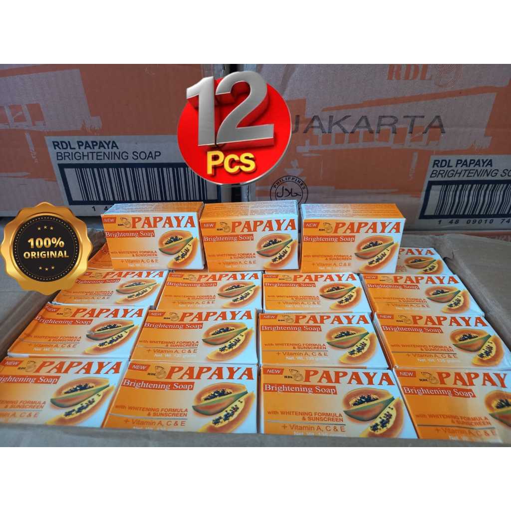 SABUN PAPAYA RDL PERLUSIN / 12 PCS HARGA GROSIR PAPAYA RDL BRIGHTENING SOAP 135 GRAM