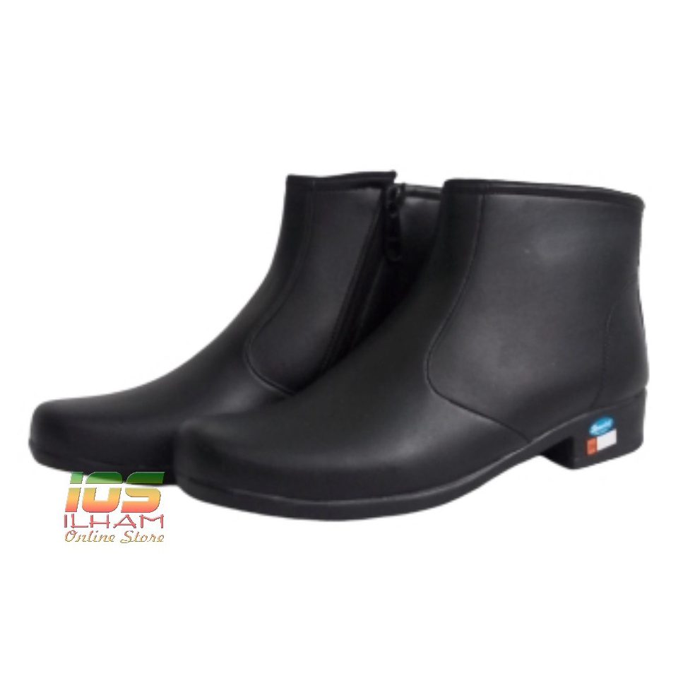 KODE N63H Gucci CWE Sepatu Pantofel PDH PDL Boot Hak 3Cm Resleting Wanita Polwan Size 3741 Hitam