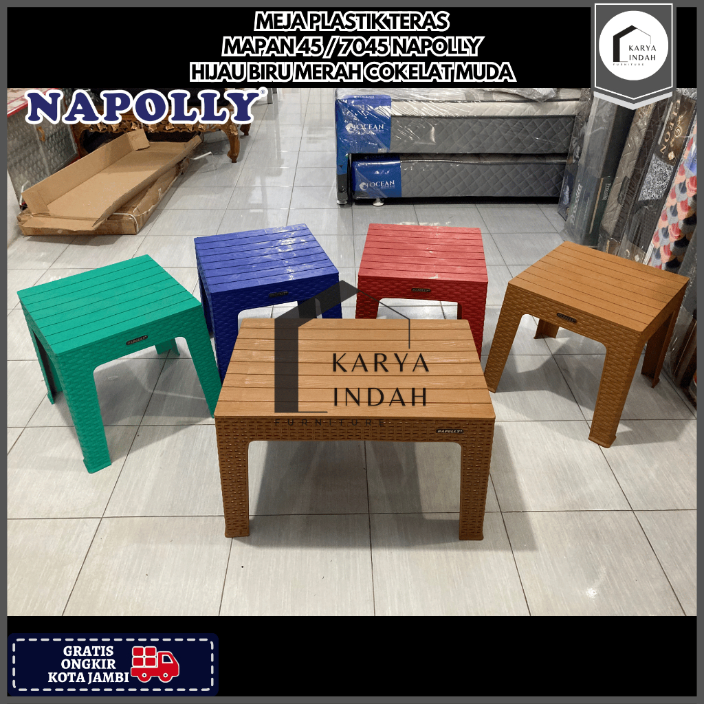Meja Plastik NAPOLLY MAPAN 45 7045 - Meja Teras / Santai / Cafe Panjang Napolly Table