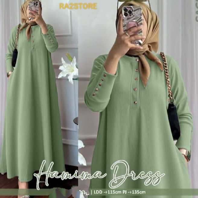 KHUSUS DRESS WANITA SLIMAH KEKINIAN VIRAL TEARUGAMIS POLOS HAMIMA CRINKLE AIRFLOW