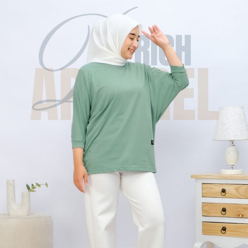 YIAHZAA Kaos Batwing Polos Atasan Wanita Model kelelawar lengan 7/8