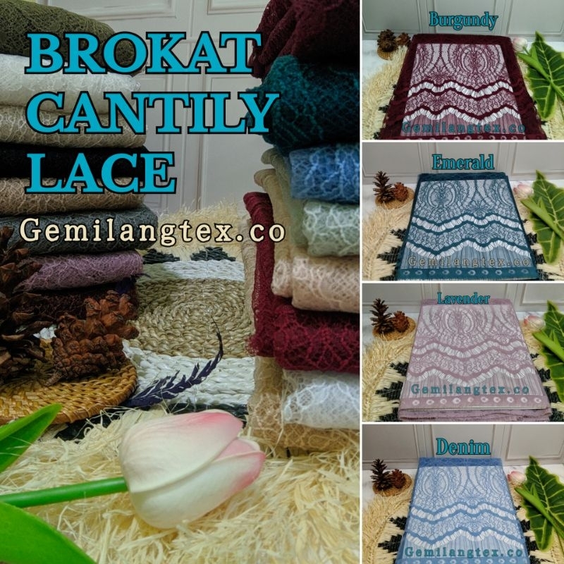 PROMO  Kain Brokat Chantily Lace | Bahan Brokat Lace Chantily Panel | Tile Chantily Lace | Bahan Bro
