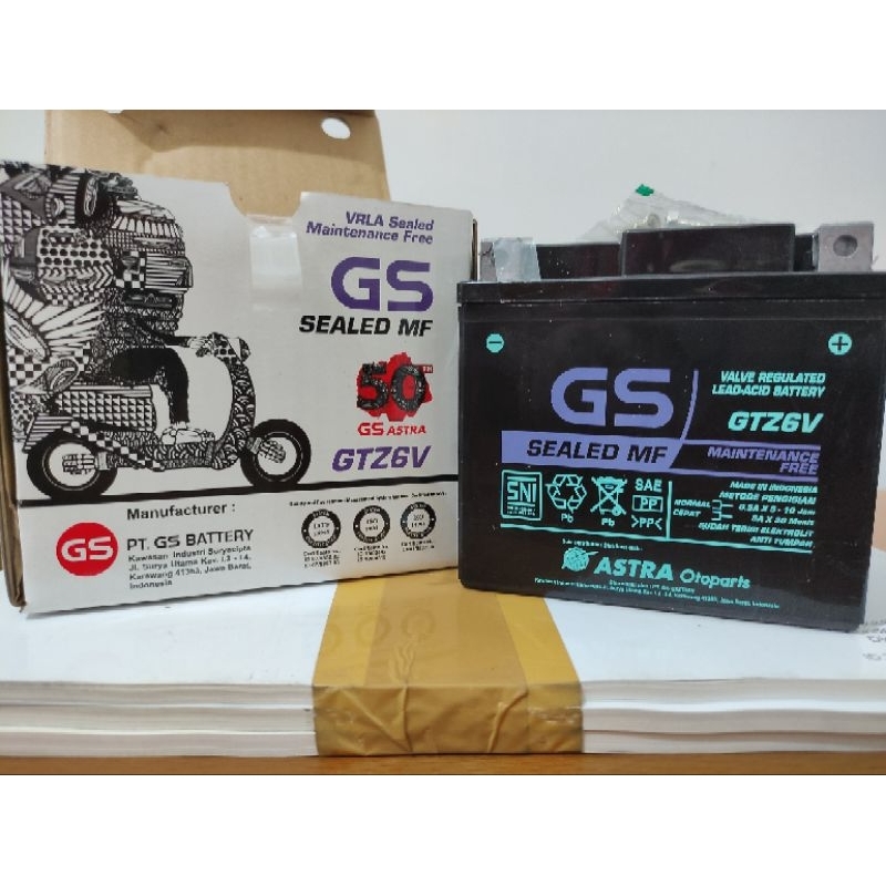Aki Motor GS ASTRA GTZ6V Maintenance Free / Accu Kering 100% ORIGINAL