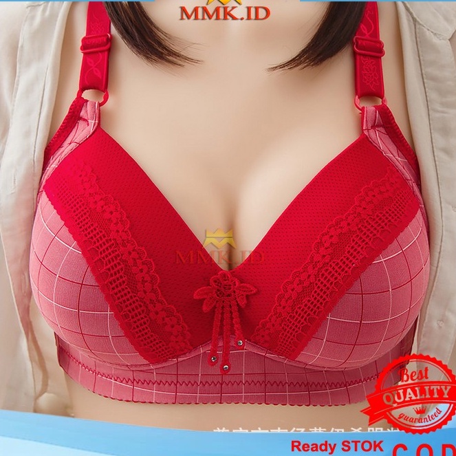KP8 Bra Wanita Ukuran Jumbo Bh Size Motif Kotak Busa Tebal Import
