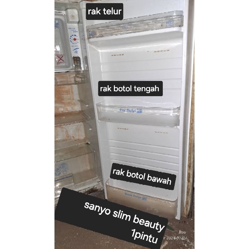 Rak pintu/botol bekas SANYO SLIM/HI BEUATY 1pintu SR-D 181/SR-D 187