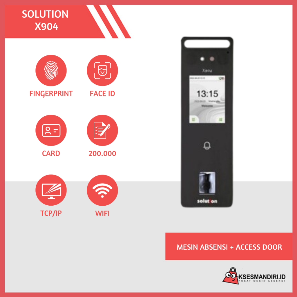 Mesin Absensi Fingerprint dan Wajah Solution X904 WIFI