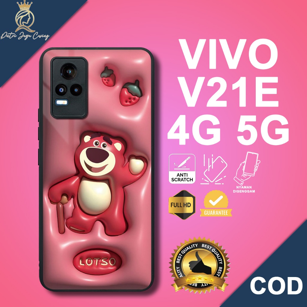Case Vivo V21E 4G Terbaru Cute Bear Casing Vivo V21E 5G Hardcase Softcase Glossy Kesing Terlaris