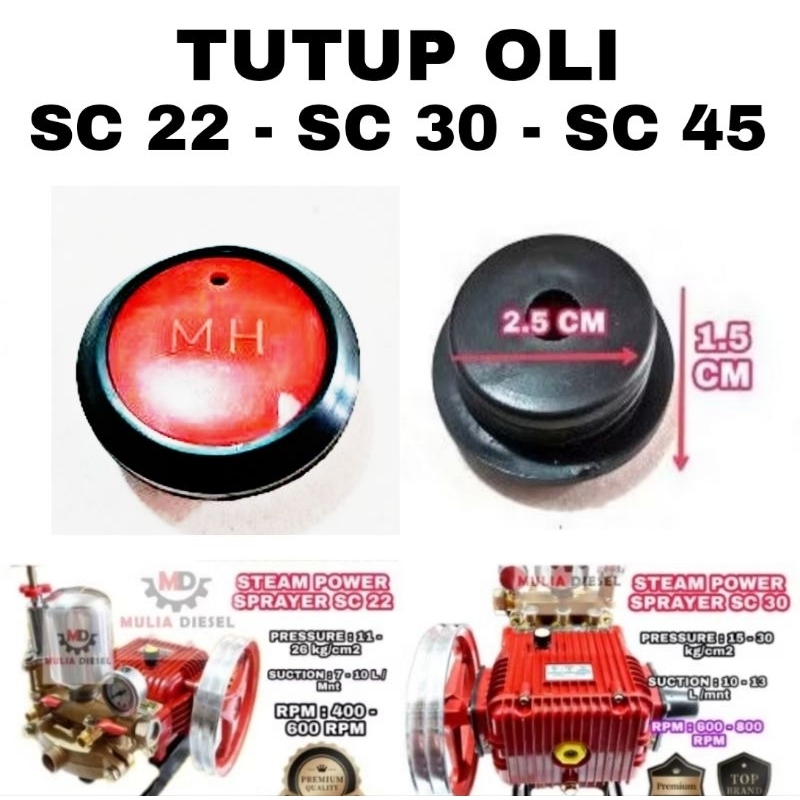 Tutup Oli Steam Karet Oil Cap Steam Sanchin SC22 SC30 SCN22 SCN30