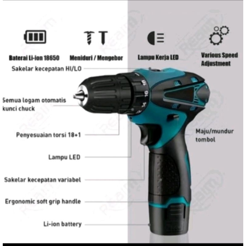 Mesin bor cordells batray bor listrik bor ces  BATRAY murah 12VF  TIGER CAR 18-25 N. M 1150 min