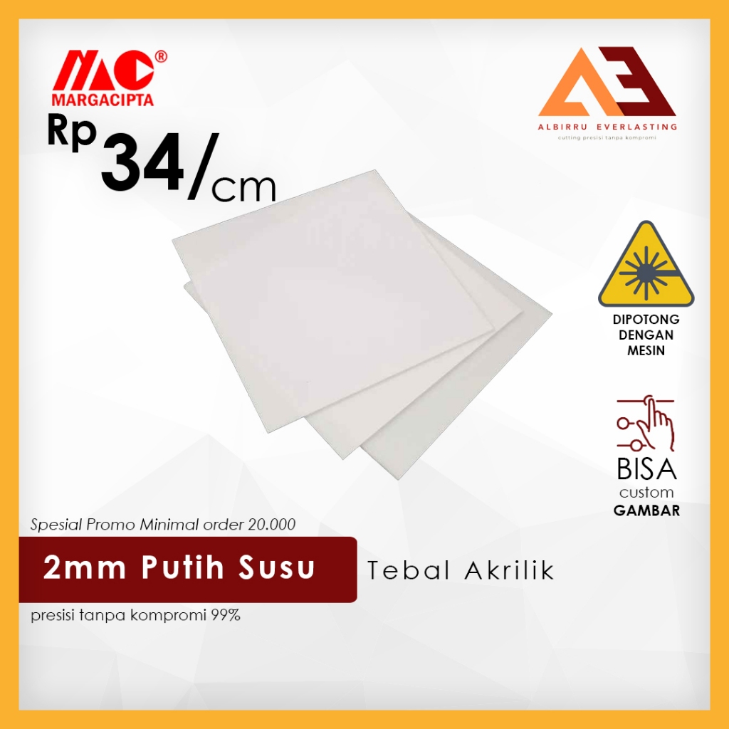 Akrilik 2mm Susu Lembaran | Akrilik 2mm Custom Laser | Akrilik Susu | Akrilik 2mm Transparant