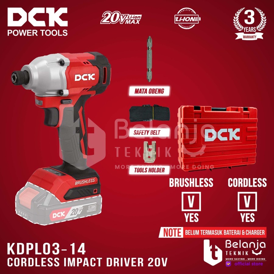Mesin Bor Obeng Baterai DCK KDPL03‐14 Impact Driver Cordless 20V KDPL Unit Only