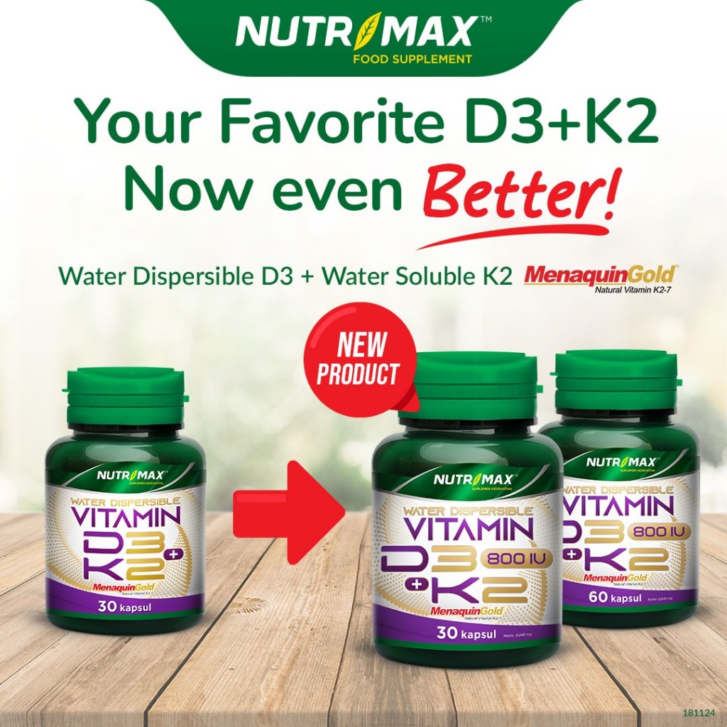 Nutrimax Water Dispersible Vitamin D3 + K2 Suplementasi vitamin D3 dan vitamin K2