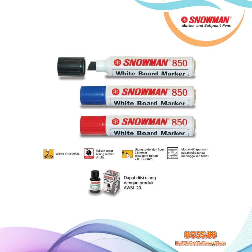 

WHITEBOARD MARKER / SPIDOL WHITEBOARD SNOWMAN JUMBO ABG-850 (1 PCS)