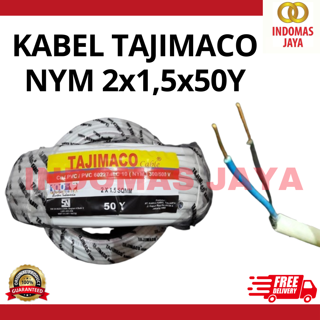 Kabel Tajimaco NYM 2x1.5mm 2x1.5 roll 50Y (Harga 1 Rol)