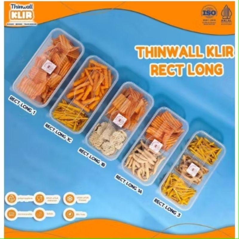 Thinwall Food Container Rectangle Long KLIR 750ml/Kotak makan plastik Panjang/Thinwall Panjang/Wadah