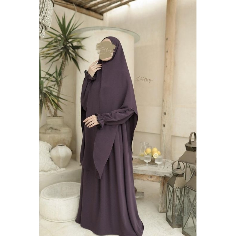 Gamis Lilura with Lace Winetasting size L by Ditsy Moslem