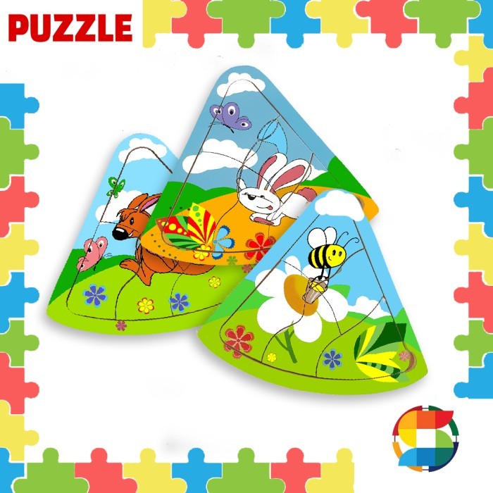 Promo Mainan Edukatif Anak Puzzle Kayu Segitiga Karakter Hewan/ Mainan Puzzle Kayu Animal / Puzzle