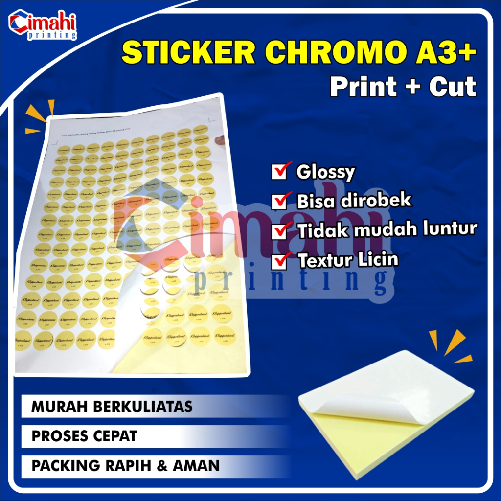 

Print & Cut Sticker Chromo A3, Cetak Kiss Cut Stiker Label Kromo