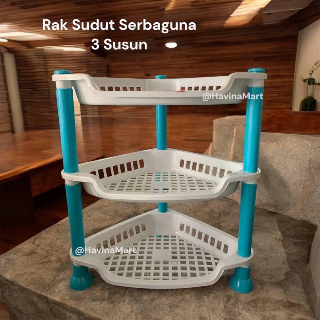 Rak Sudut Serbaguna Susun 3 Plastik / Rak Dapur 3 Susun