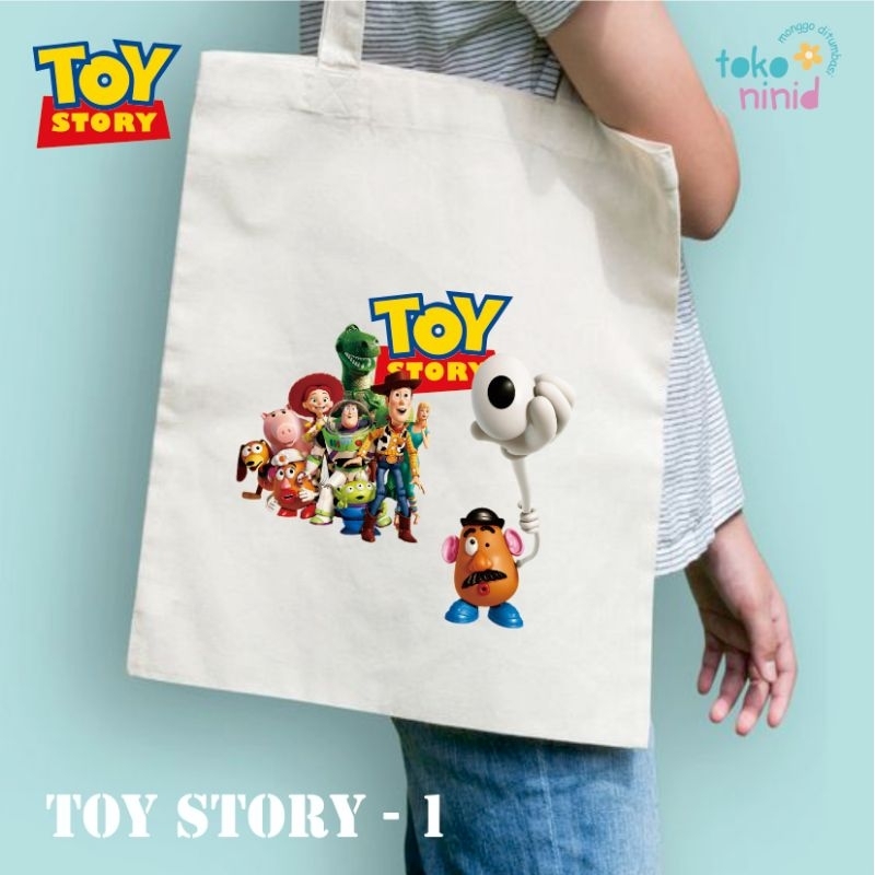 Totebag kanvas Kartun Toy Story Ukuran 30x40 untuk Cowok Cewek