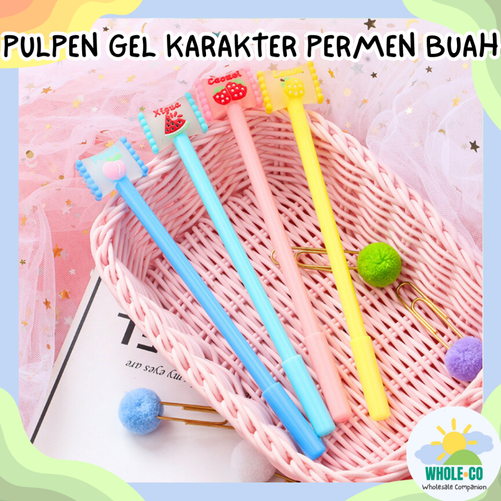 

Pulpen Gel Karakter Permen Buah Premium Fruit Candy Semangka Peach Pastel Lucu Unik Imut Termurah Grosir COD