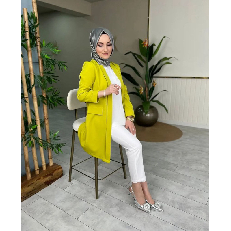 Blazer wanita panjang blazer outer scuba kekinian long panjang