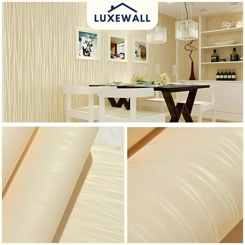 LUXEWALL Wallpaper Sticker Dinding Material VPC Motif Serat Kuning