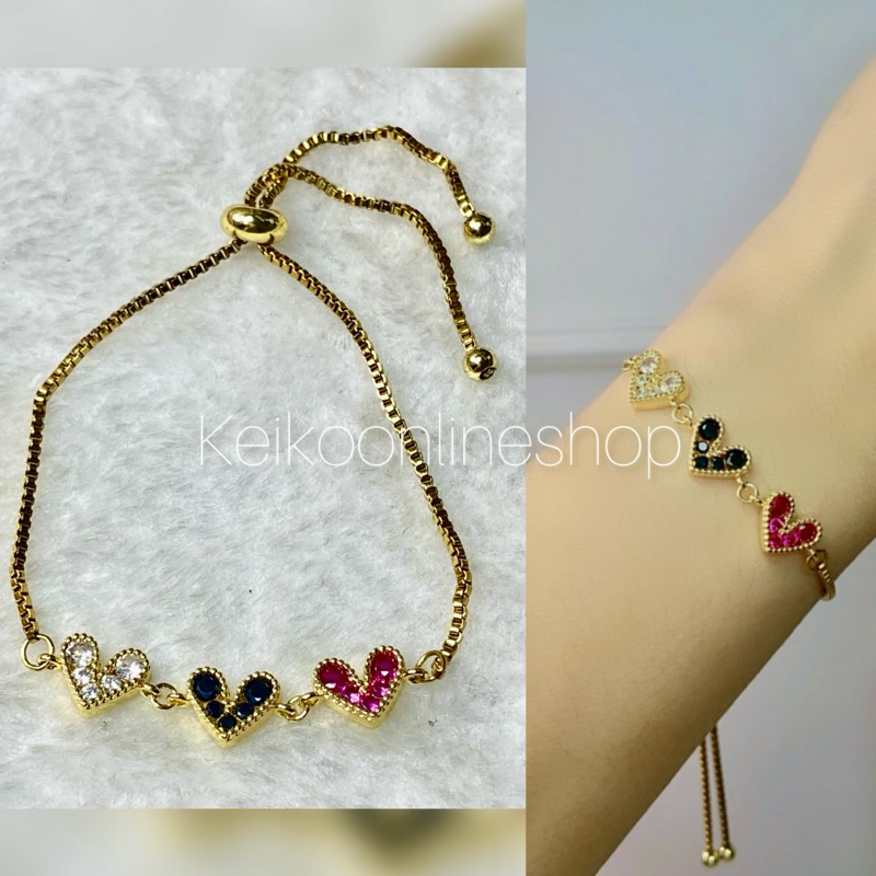 KEIKOONLINESHOP Gelang serut fashion Love hati titanium asli