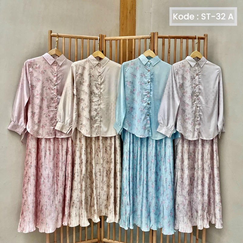 Setelan baju rok | kain warna soft | kain motif bunga