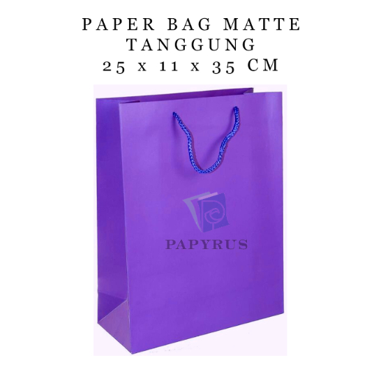

PAPER BAG POLOS / HAMPERS BAG / GOODIE BAG / SOUVENIR BAG / TAS KADO POLOS / GIFT BAG / PAPER BAG MATTE DOFF TANGGUNG UNGU 25 CM x 11 CM x 35 CM