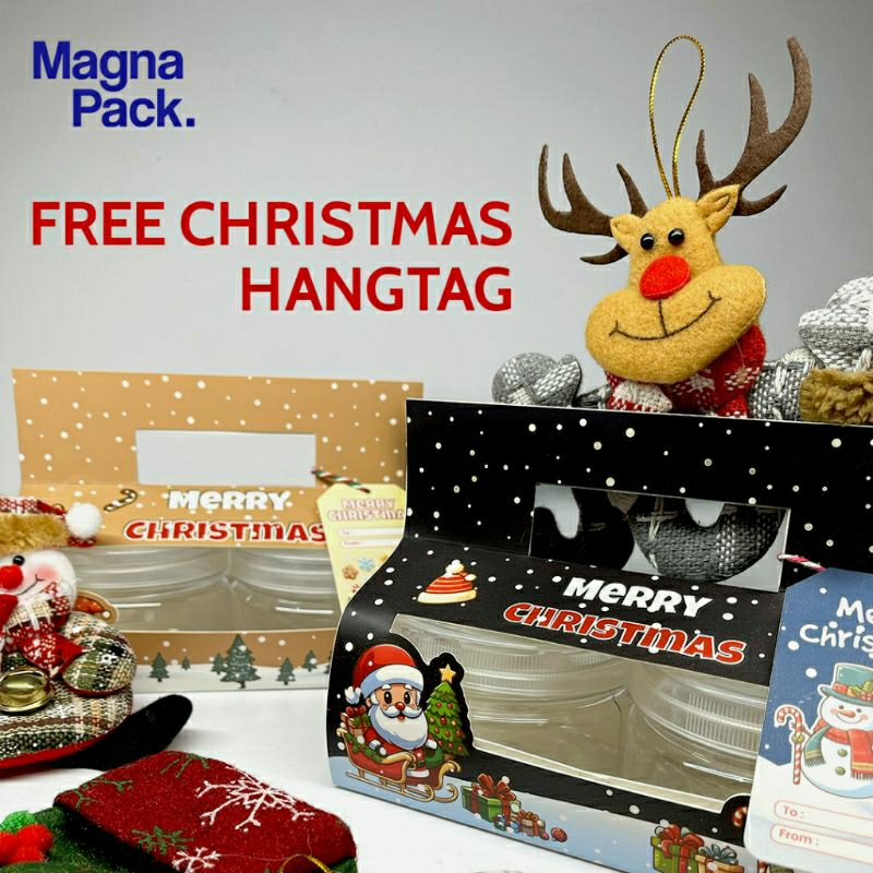 

[Free HangTag] Box Hampers Natal Bundle untuk 2 Toples 400ml Untuk Kue Kering | CUSTOM LOGO SENDIRI