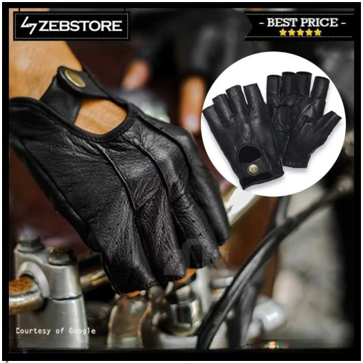 Sarung Tangan Glove Kulit Leather Northy Osborn Half Finger Black