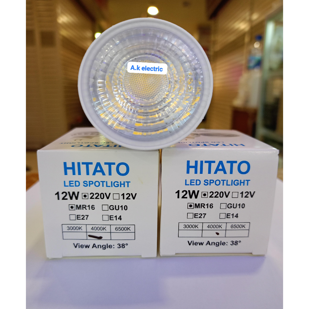 Lampu Halogen LED COB 12W MR16 220V 4000K dan 3000K HITATO