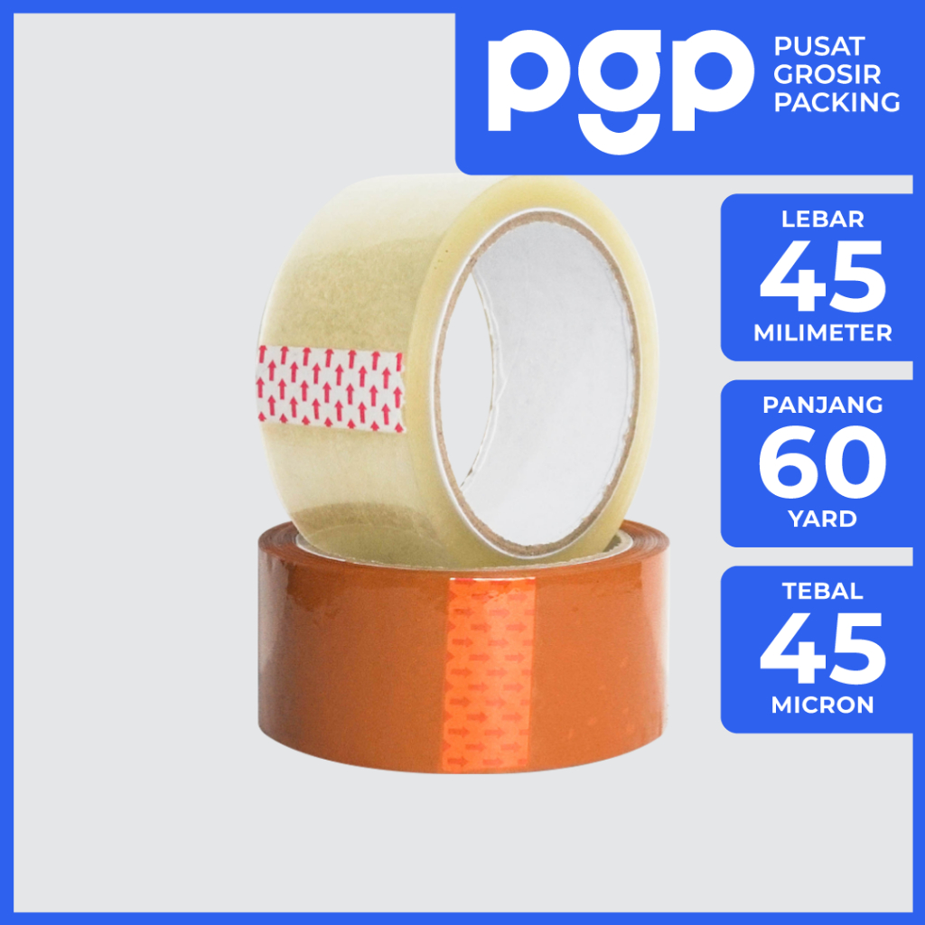 

Lakban Bening / Cokelat 45mm x 60 Yard | 1 Pcs/Roll (Satuan) | OPP Tape 2 Inch 60Y | Lakban Murah Berkualitas