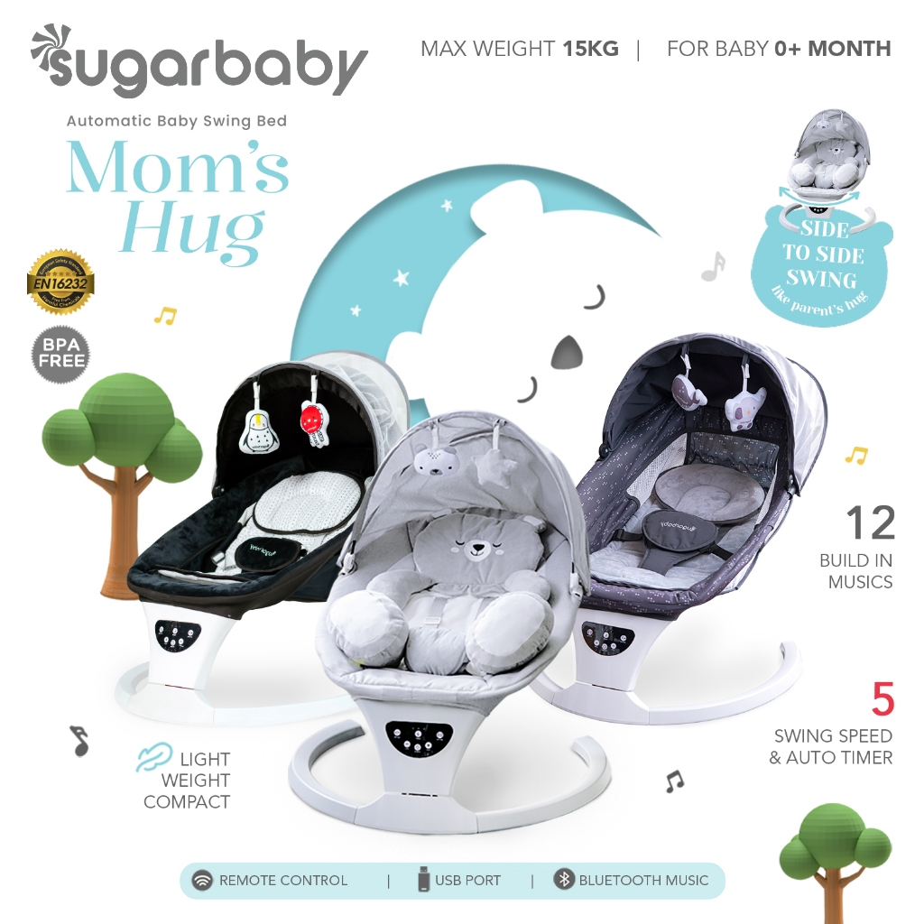 SADHO.STORE - SUGAR BABY MOM HUG BABY SWING BED | AYUNAN BAYI | AYUNAN OTOMATIS | BOUNCER BAYI